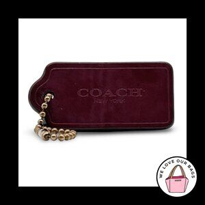 2" COACH NEW YORK Burgundy Patent Leather Brass Key Bag Charm Keychain Hang Tag